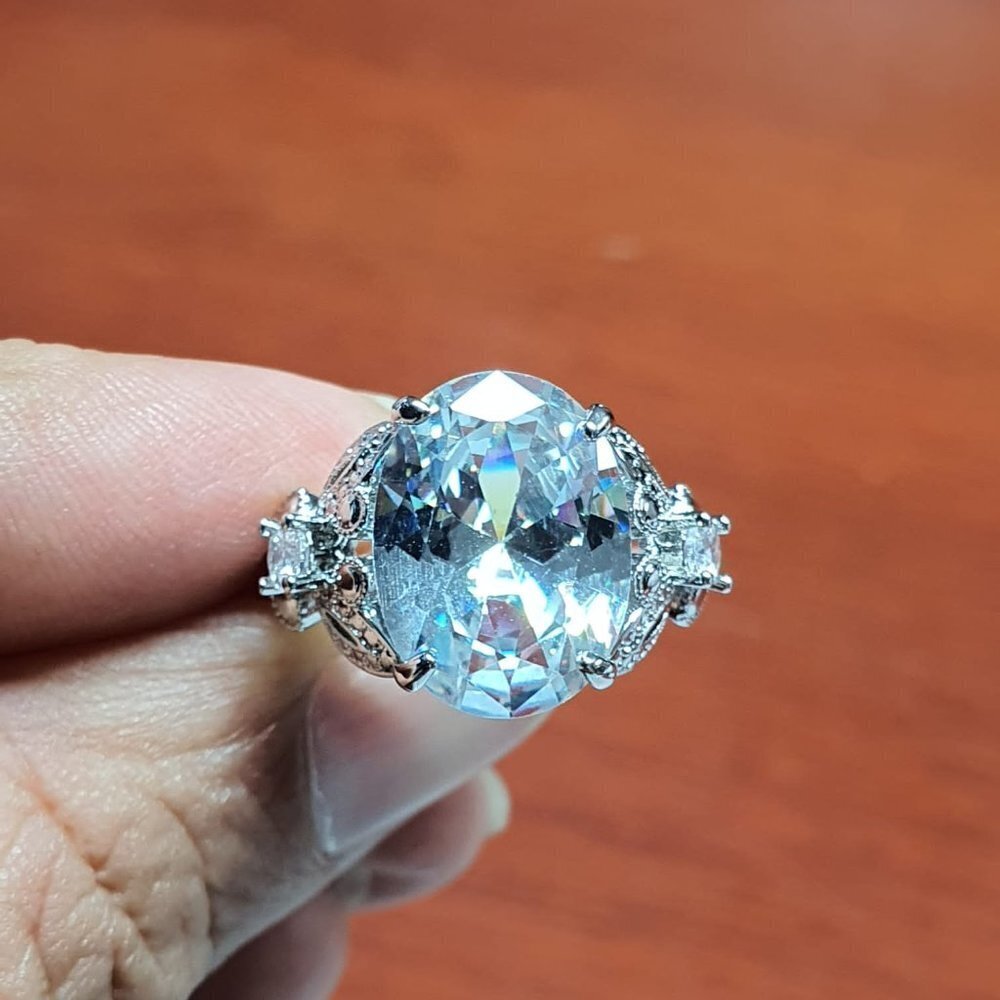 💍 Oval Zircon Diamond💎 Vintage Silver Beautiful Ring for Women, L239